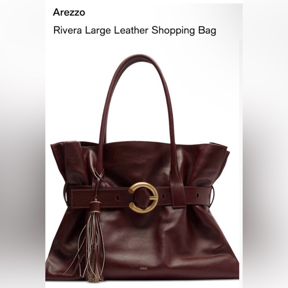 Arezzo Chic Maroon Leather Shoulder Bag with Gold Accent